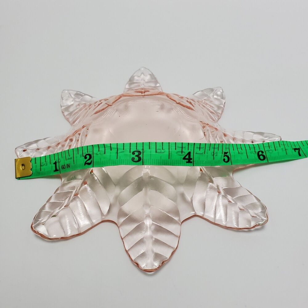Vintage Light Pink Snowflake Glass Hobnail Bon Bon Candy Trinket Dish 7 Inches - Picture 8 of 8